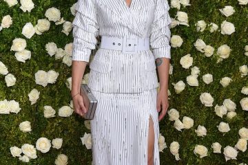 Scarlett Johansson looks super chic in striped suit at the Tony Awards