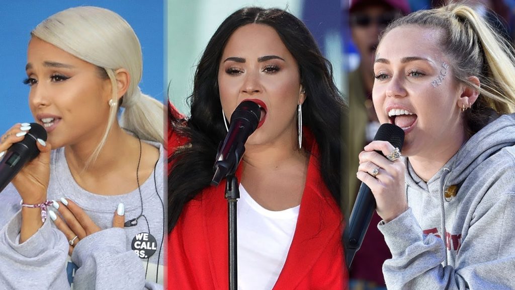 Ariana Grande, Demi Lovato & Miley Cyrus Perform at March for Our Lives Rally