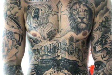 Justin Bieber flaunts heavily tattooed chest as he reveals he’s spent ‘over 100 hours’ getting inked