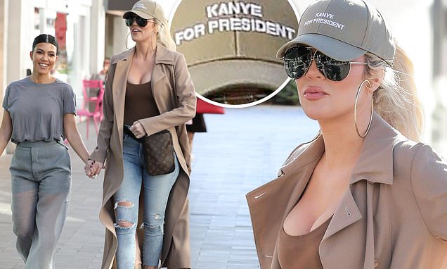 Khloe Kardashian sports ‘Kanye for President’ cap while filming KUWTK with big sister Kourtney